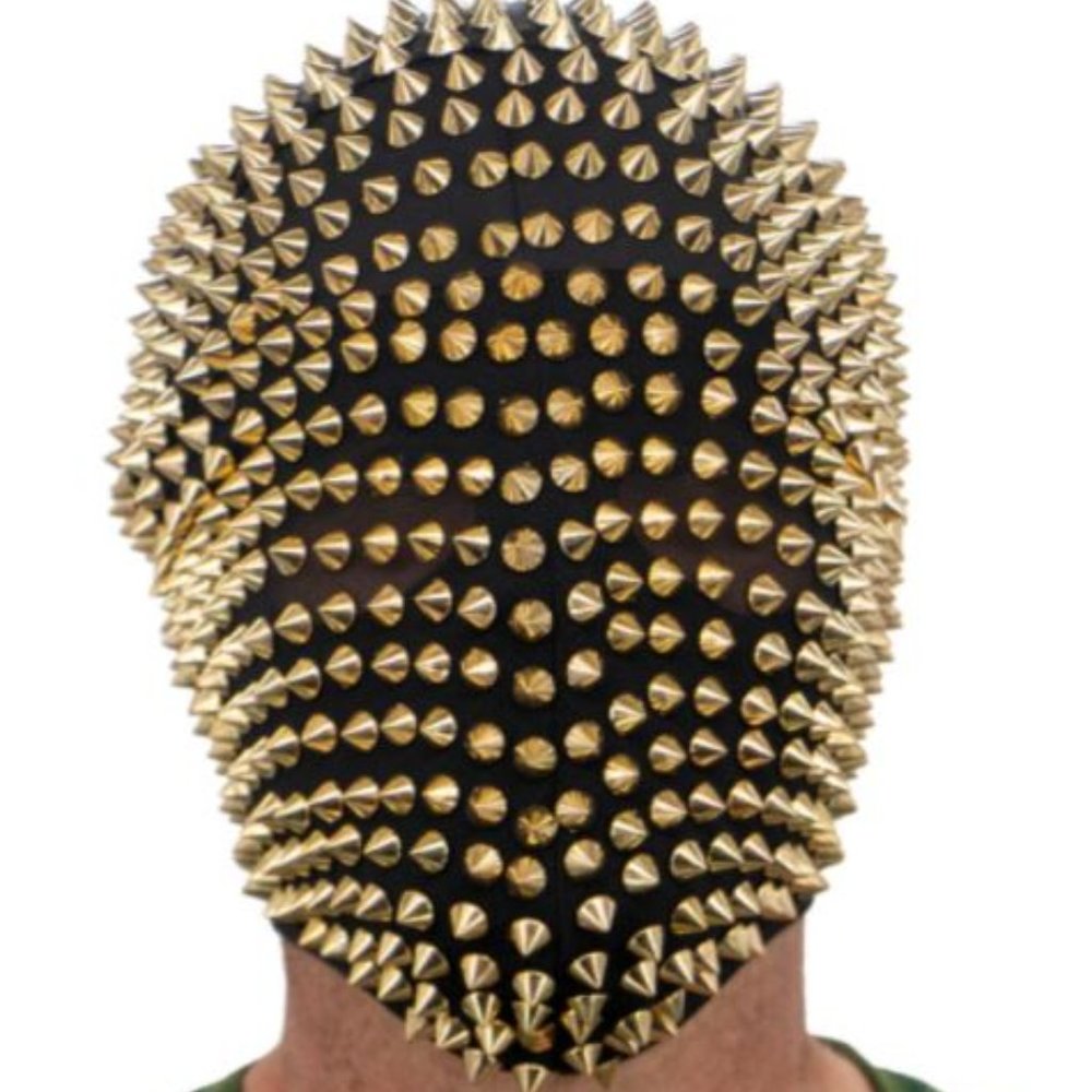 Men Women Stylish Fashion See Through Full Face Mask W/ Gold Spikes